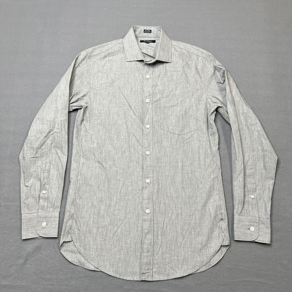 Thompson Shirtings By J.Crew Dress Shirt Men's 14.5 Gray 80's 2-Ply Button-Up